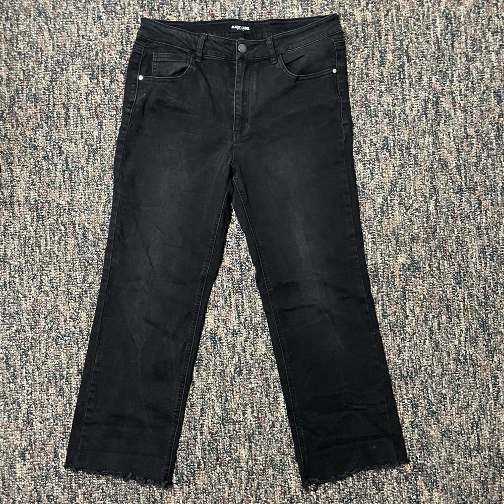 Black Label Women’s Black Denim Straight Leg Raw Hem Jeans Size 11 / 29 Waist